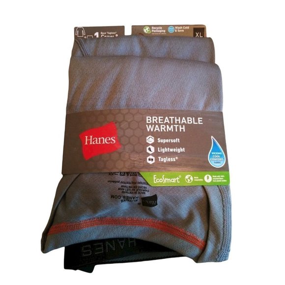nwt Boys' Hanes Breathable EcoSmart Thermal Set GREY XL 18-20 - Picture 2 of 6